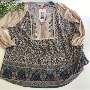 NWT Boho Vintage America  Raglan  Blouse XXL
